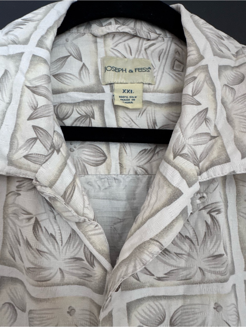 Joseph & Feiss 100% silk Island-Inspired Beige/pale yellow XXL Floral Button-Up